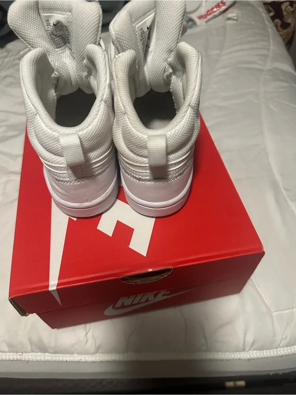 Nike Kids White High-Top Lace & Strap Sneakers